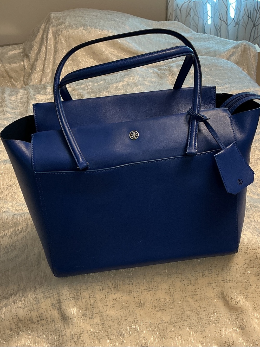 Tory Burch Parker Cobalt Blue Leather Tote